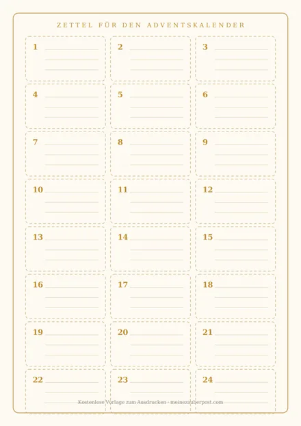 Vorschau: Zettel für den Adventskalender