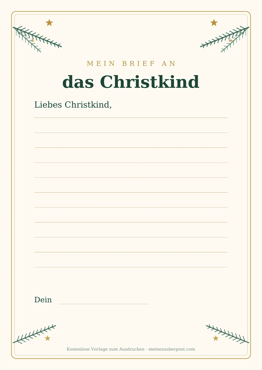 Vorschau der A4-Vorlage: Brief an das Christkind