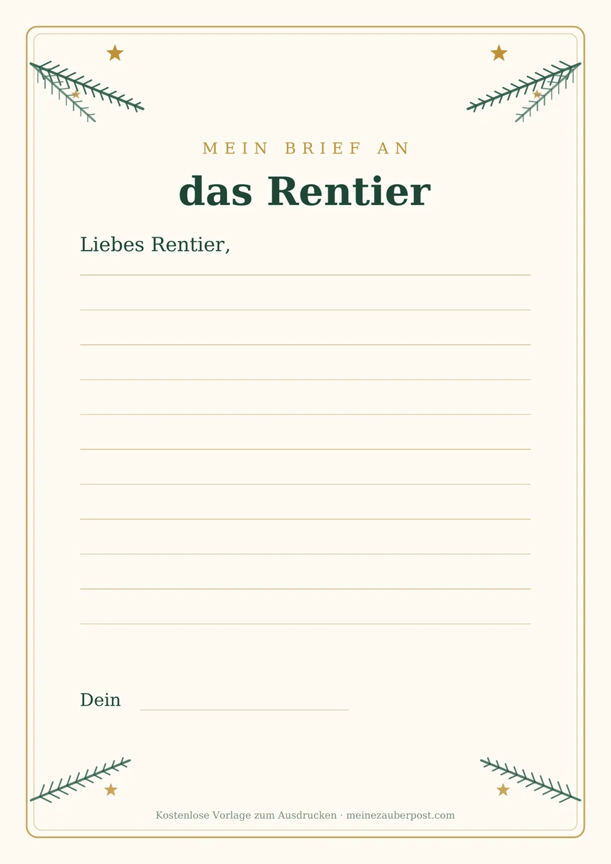 Vorschau der A4-Vorlage: Brief an das Rentier
