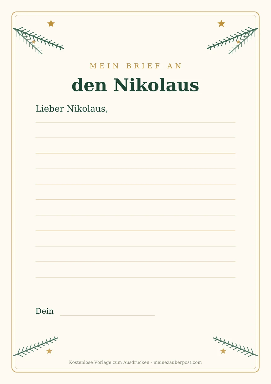 Vorschau der A4-Vorlage: Brief an den Nikolaus