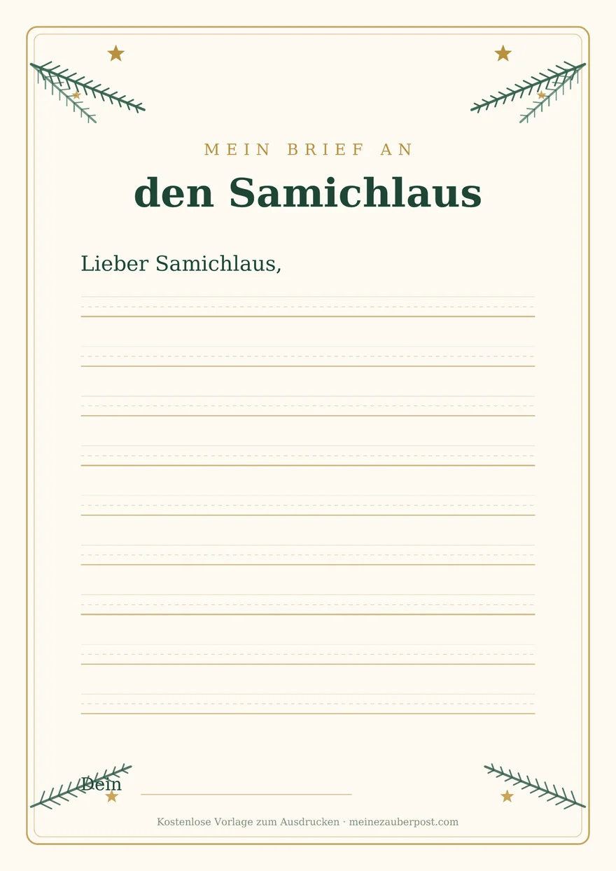 Vorschau der A4-Vorlage: Brief an den Samichlaus – Lineatur