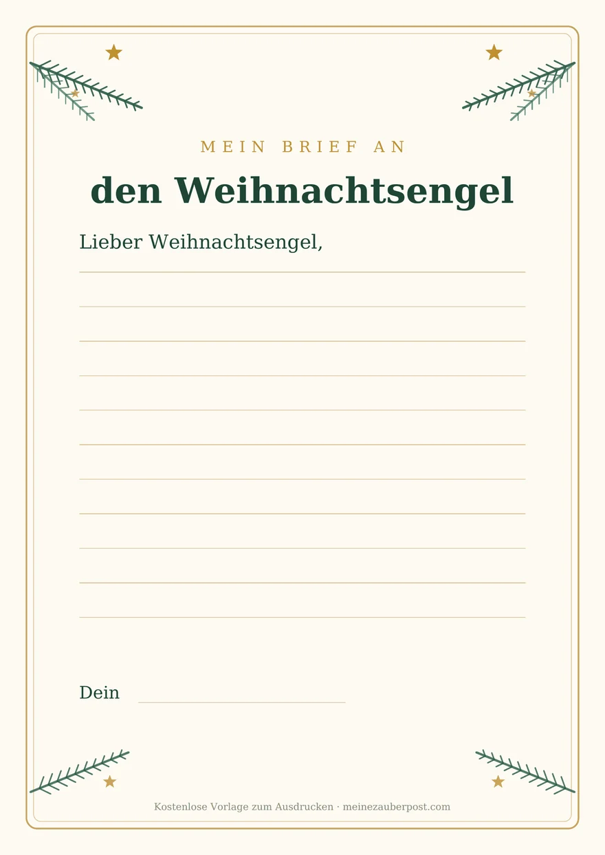 Vorschau der A4-Vorlage: Brief an den Weihnachtsengel