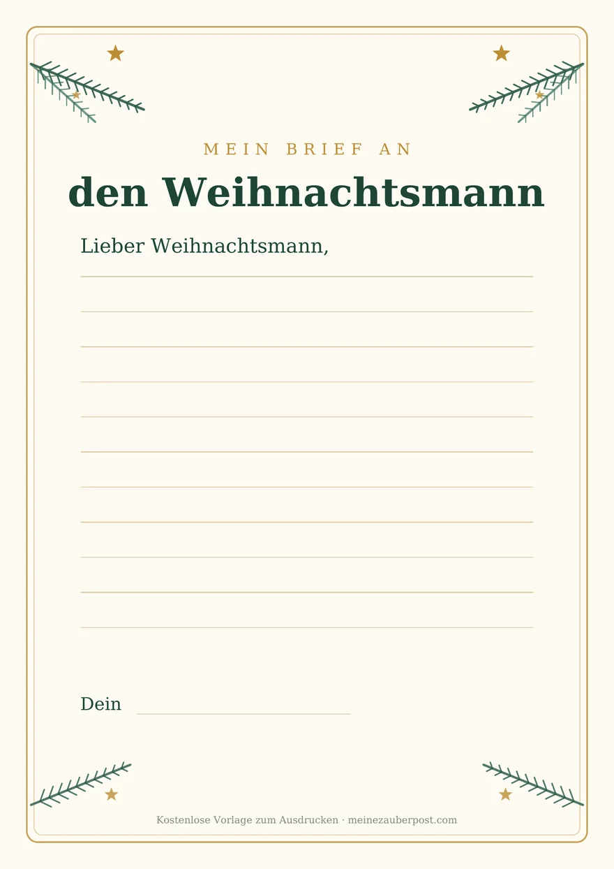 Vorschau der A4-Vorlage: Brief an den Weihnachtsmann