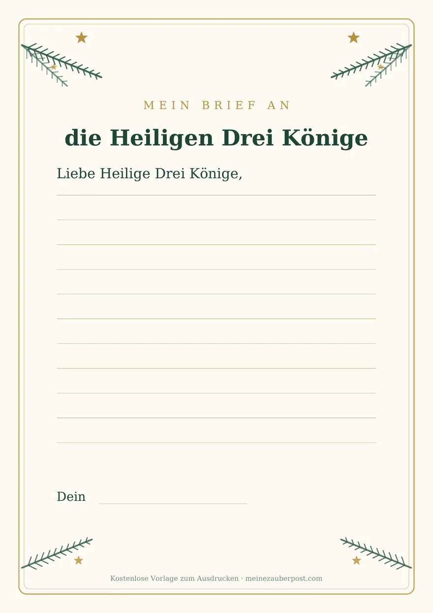 Vorschau der A4-Vorlage: Brief an die Heiligen Drei Könige
