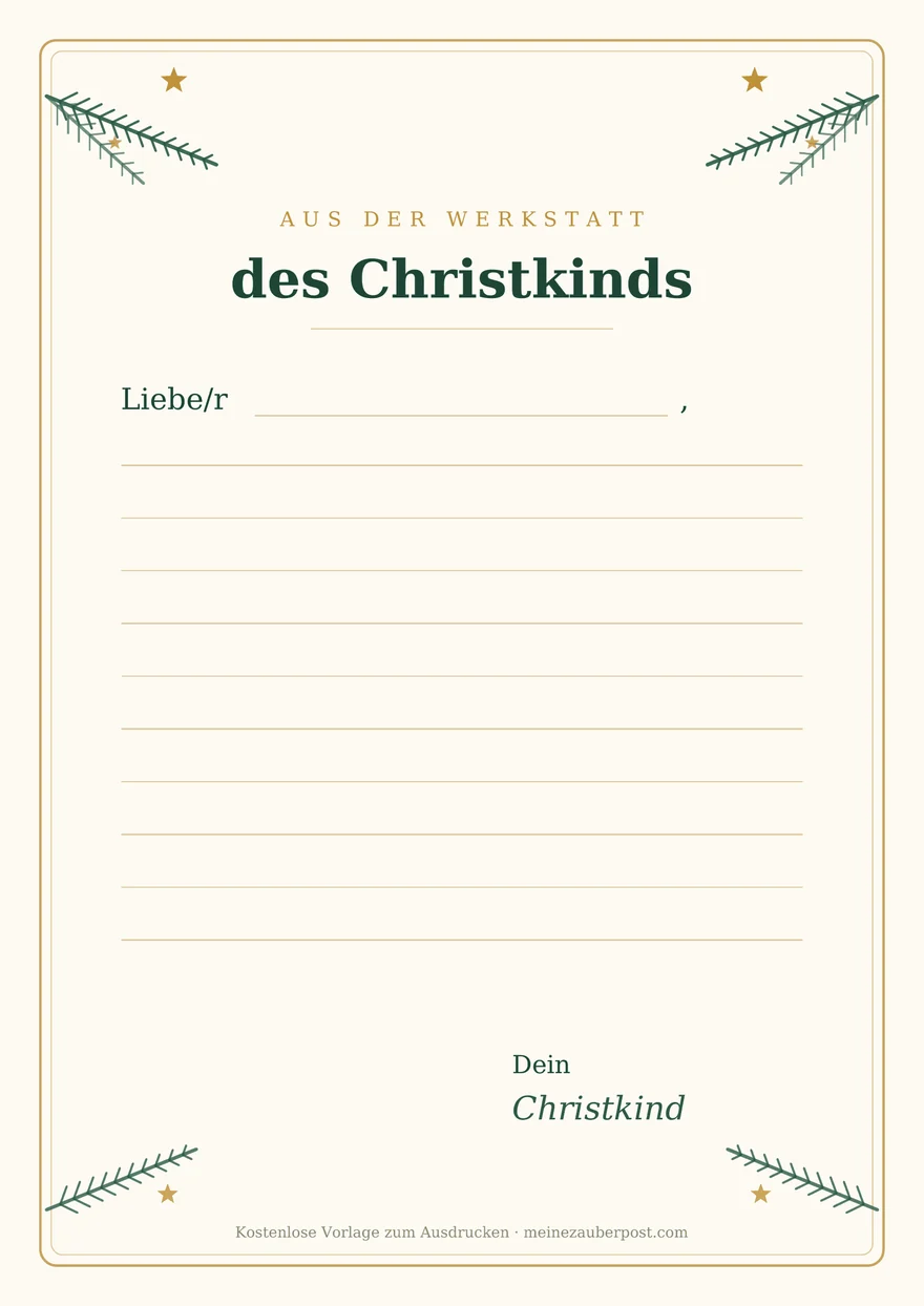 Vorschau der A4-Vorlage: Briefpapier des Christkinds