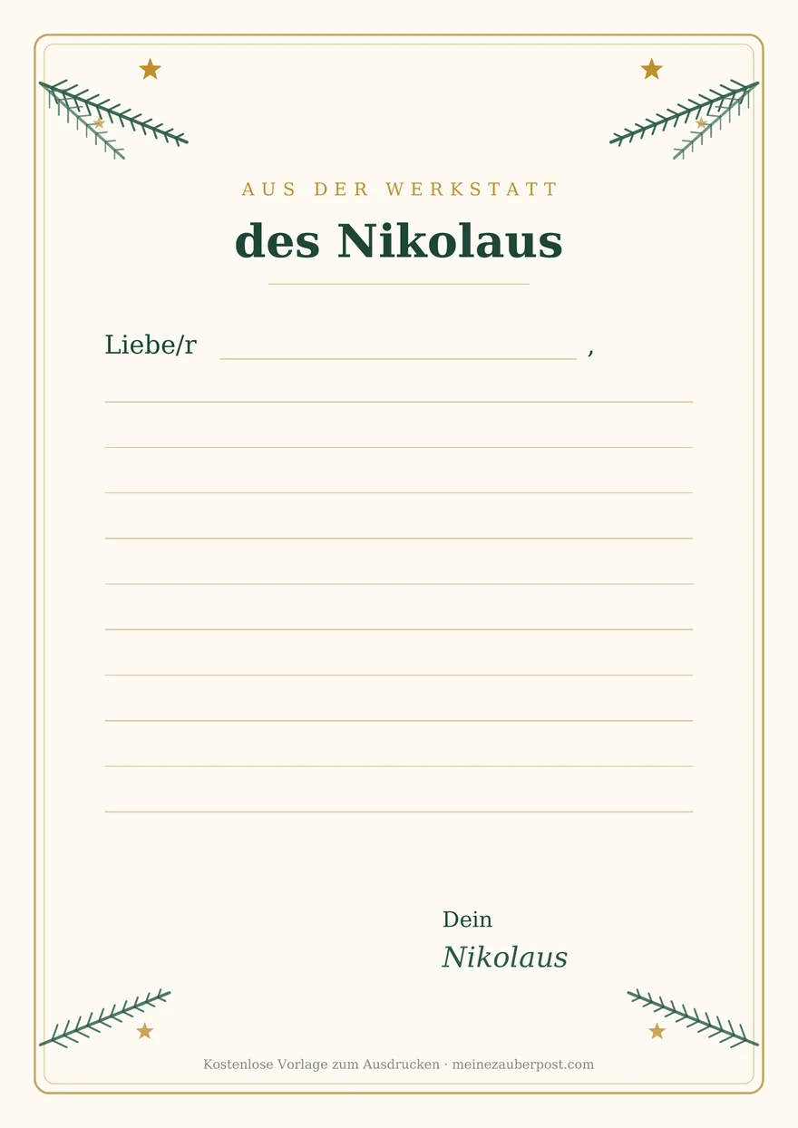 Vorschau der A4-Vorlage: Briefpapier des Nikolaus