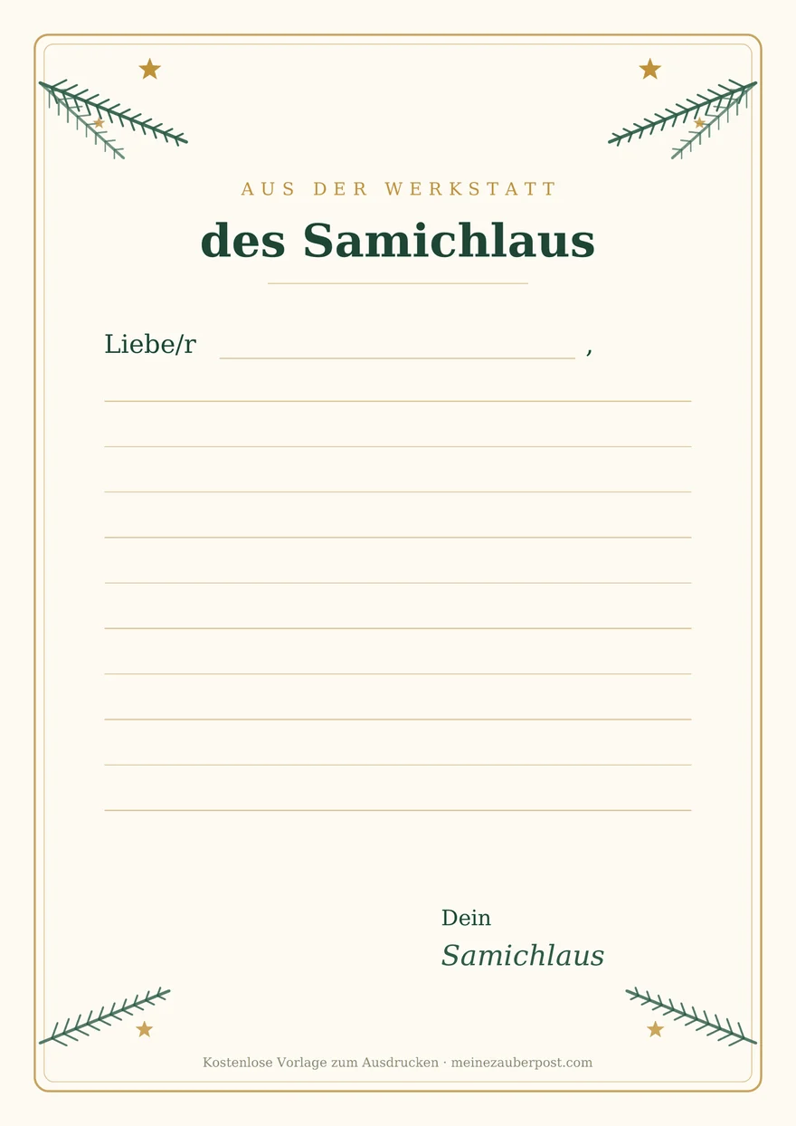 Vorschau der A4-Vorlage: Briefpapier des Samichlaus