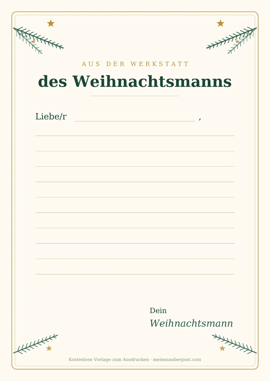 Vorschau der A4-Vorlage: Briefpapier des Weihnachtsmanns