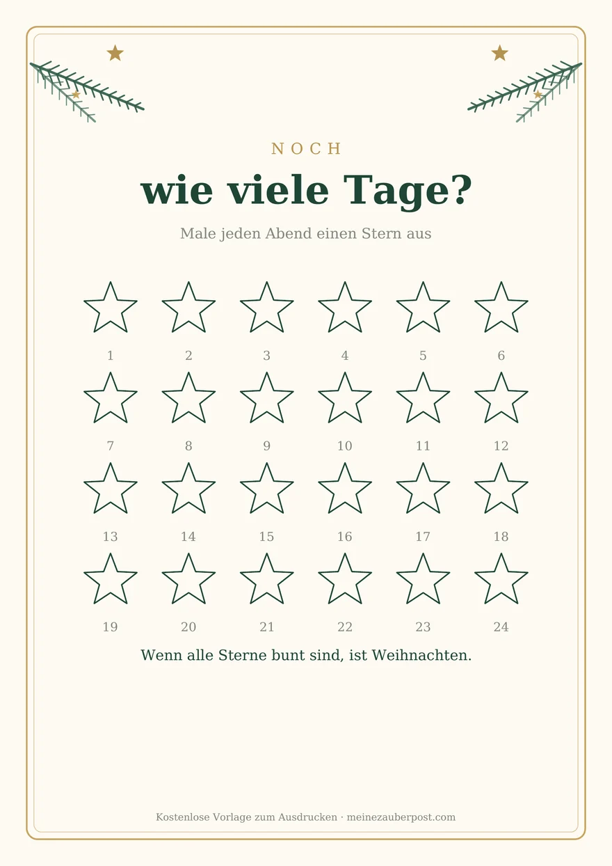 Vorschau der A4-Vorlage: Countdown bis Weihnachten