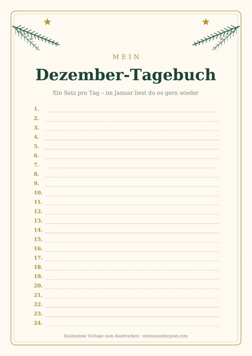Vorschau der A4-Vorlage: Dezember-Tagebuch