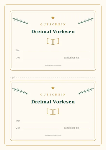Vorschau: Gutschein «Dreimal Vorlesen»