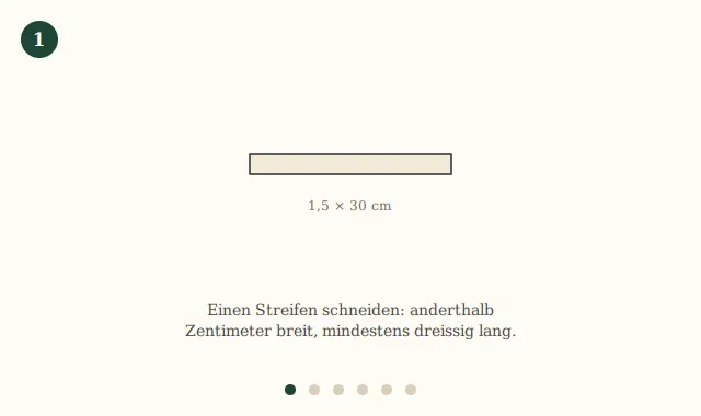 Bildfolge: die sechs Schritte zum Glücksstern aus einem Papierstreifen
