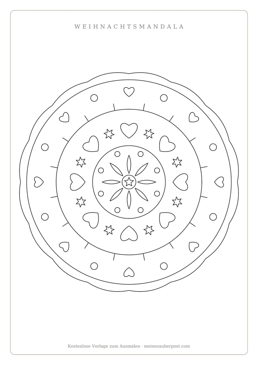 Vorschau der A4-Vorlage: Mandala «Herzen»