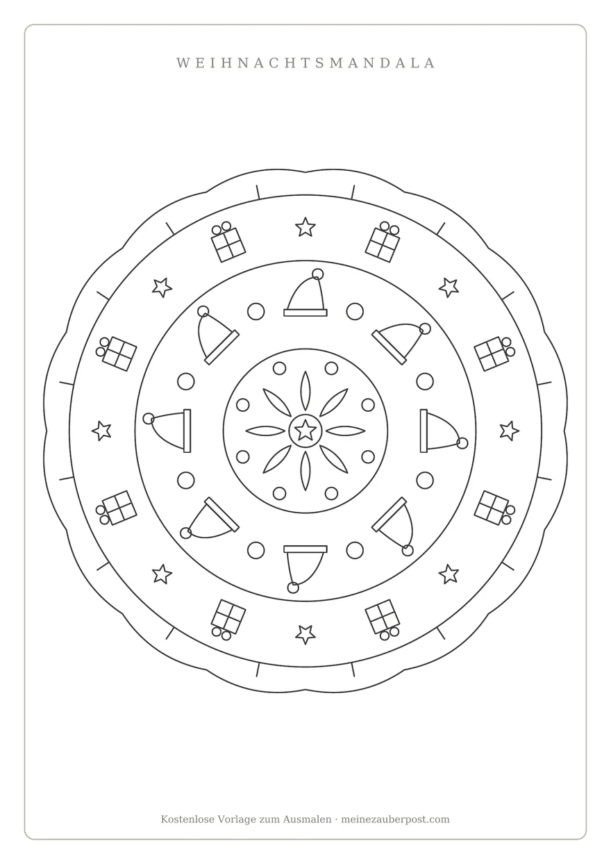Vorschau der A4-Vorlage: Weihnachtsmann-Mandala