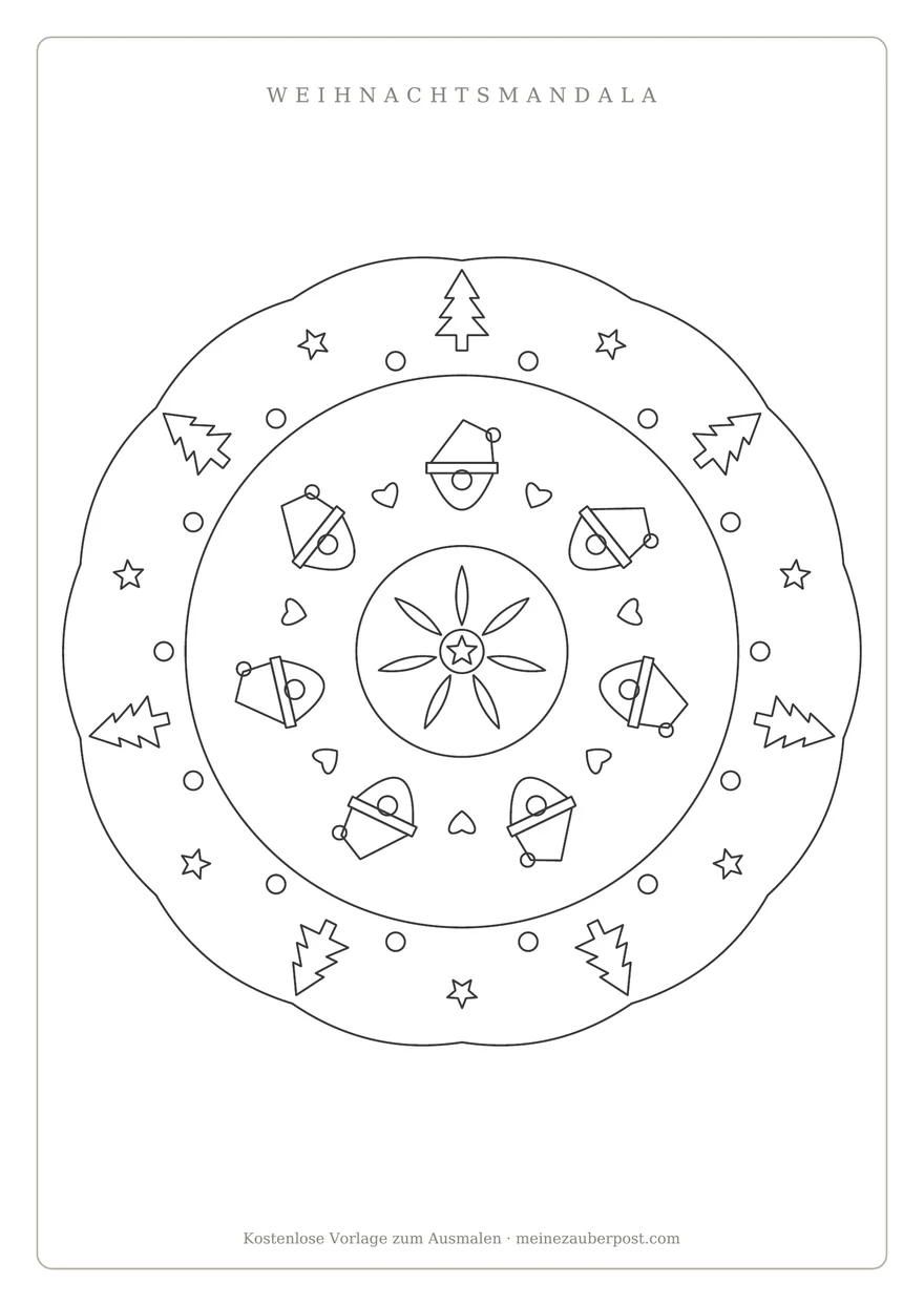 Vorschau der A4-Vorlage: Wichtel-Mandala