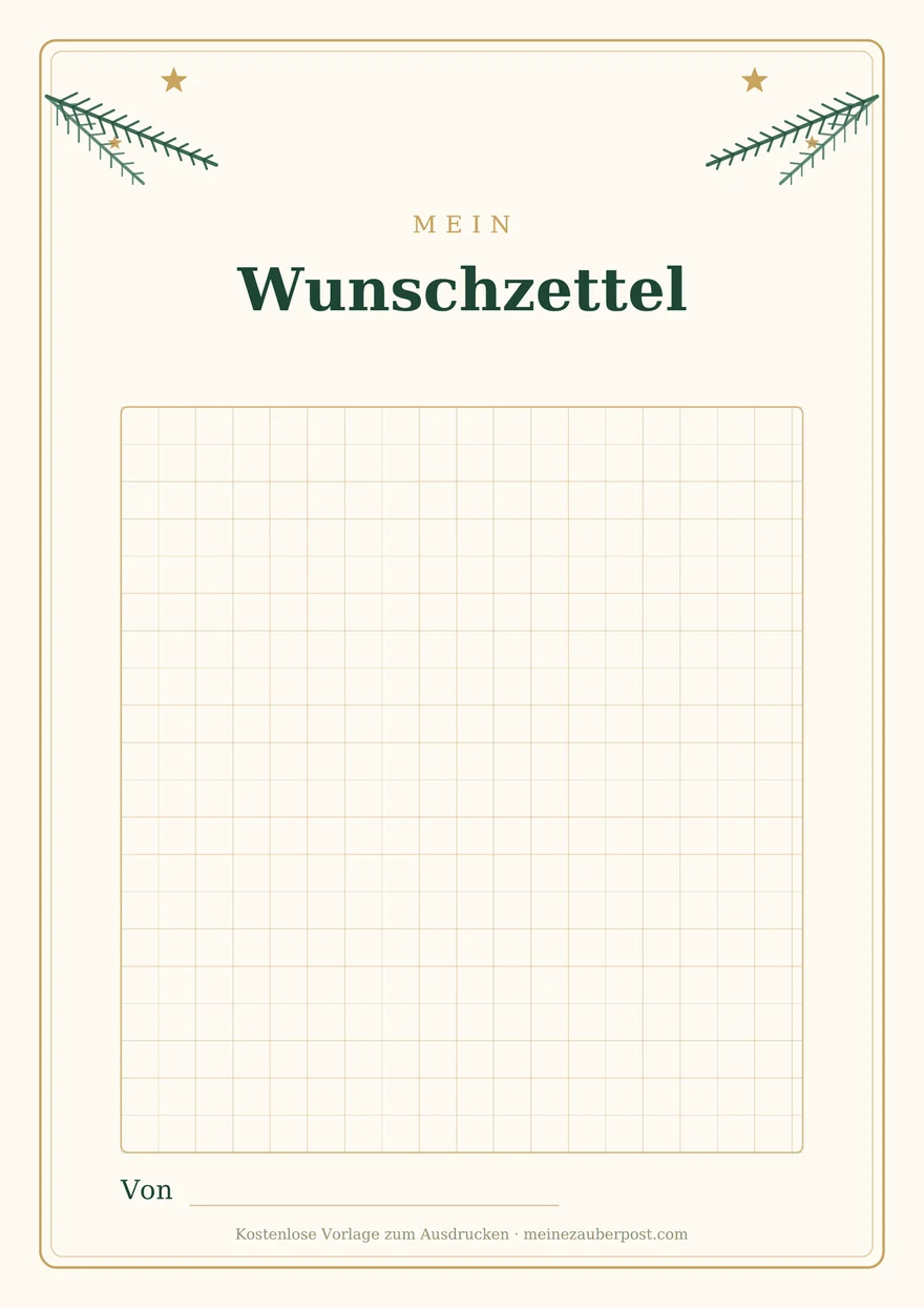 Vorschau der A4-Vorlage: Wunschzettel kariert
