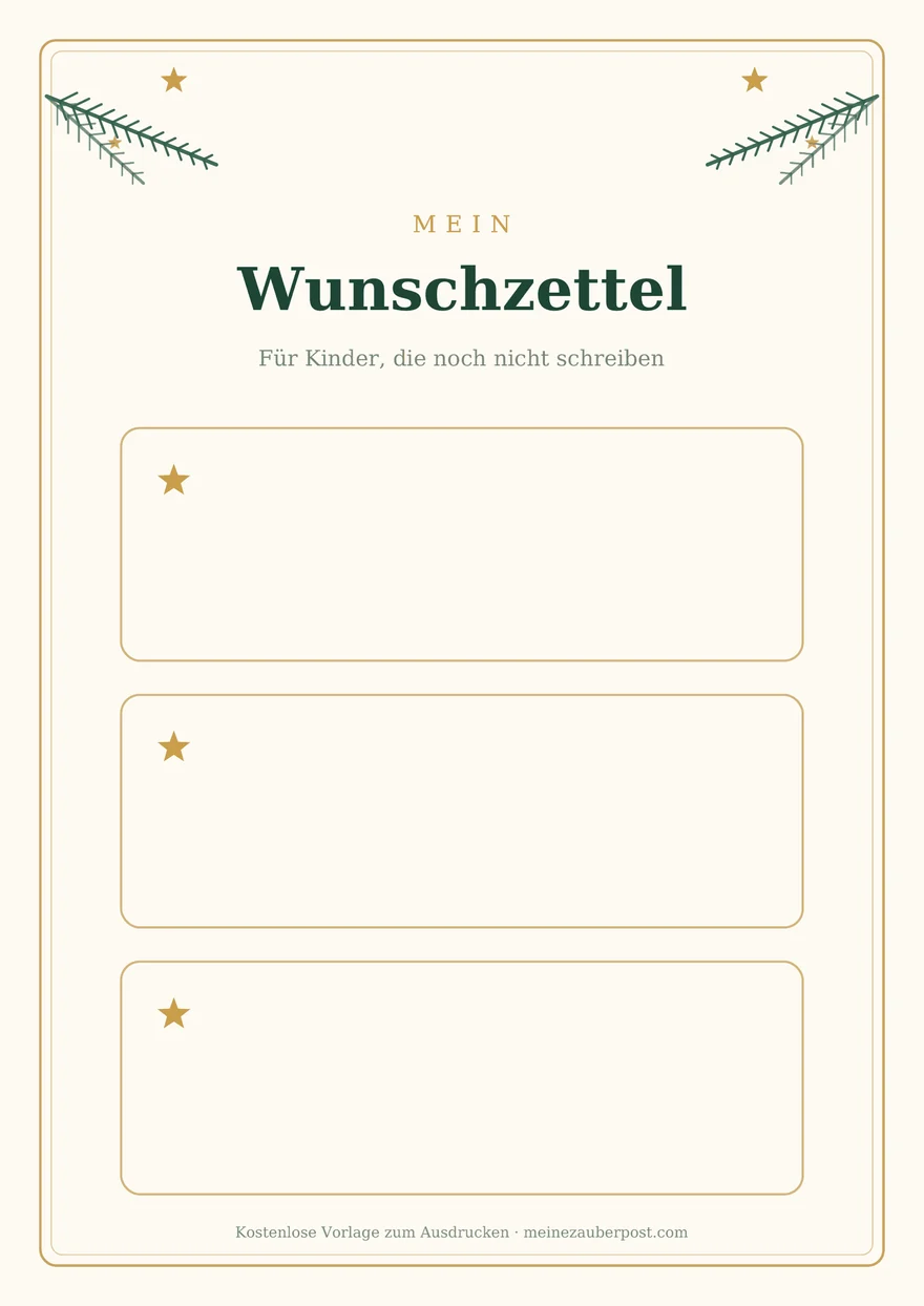 Vorschau der A4-Vorlage: Wunschzettel für die Kleinsten