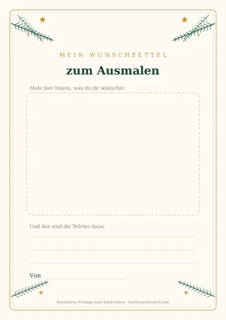 Vorschau: Wunschzettel zum Ausmalen